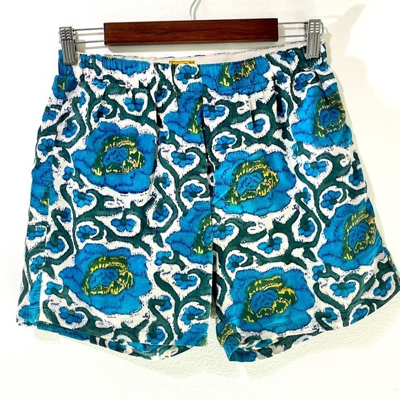 Roberta Roller Rabbit 100% Cotton Blue Cream Print Boxer Shorts Size Small - Picture 1 of 4